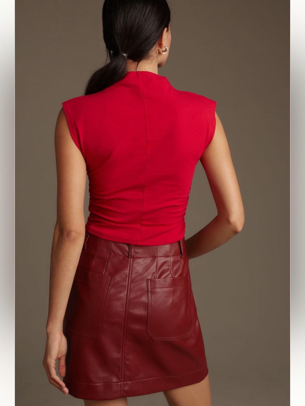 Reformation Lindy Knit Ruched Crop Top in Lipstick Red - Size Small - Picture 14 of 16